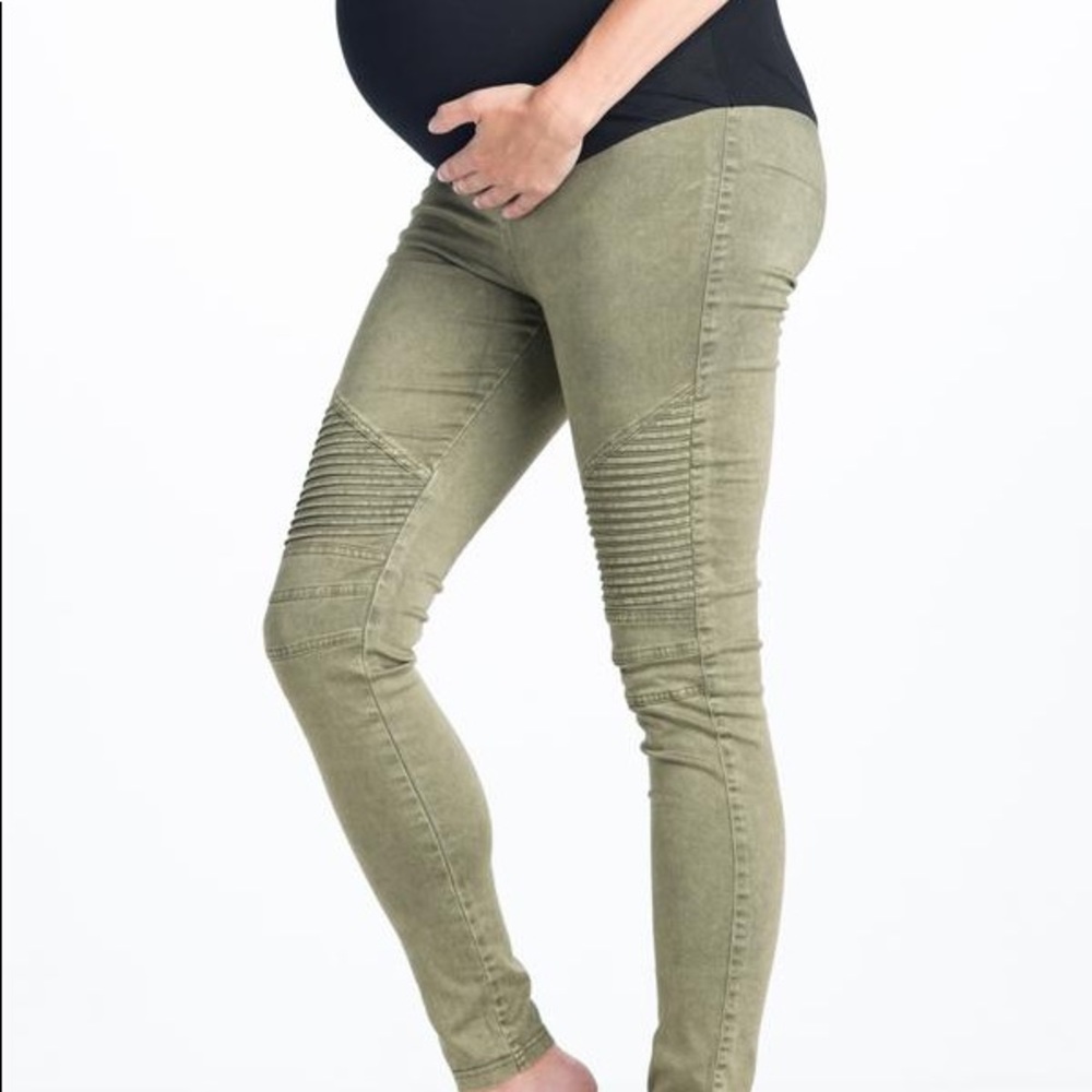 Maternity Green motto pregnancy pants plus size